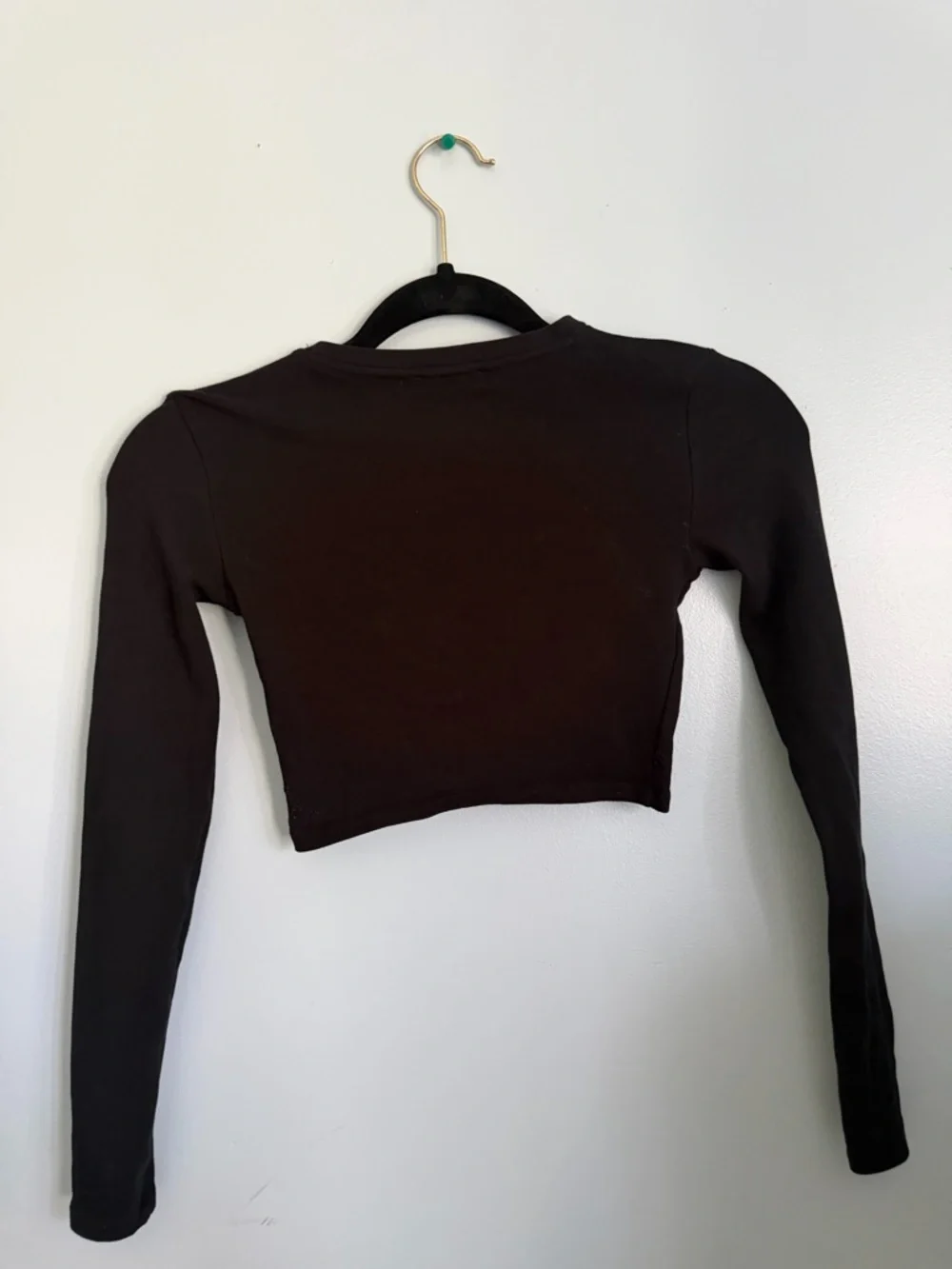 Zara Black Long-Sleeve Cropped Top
